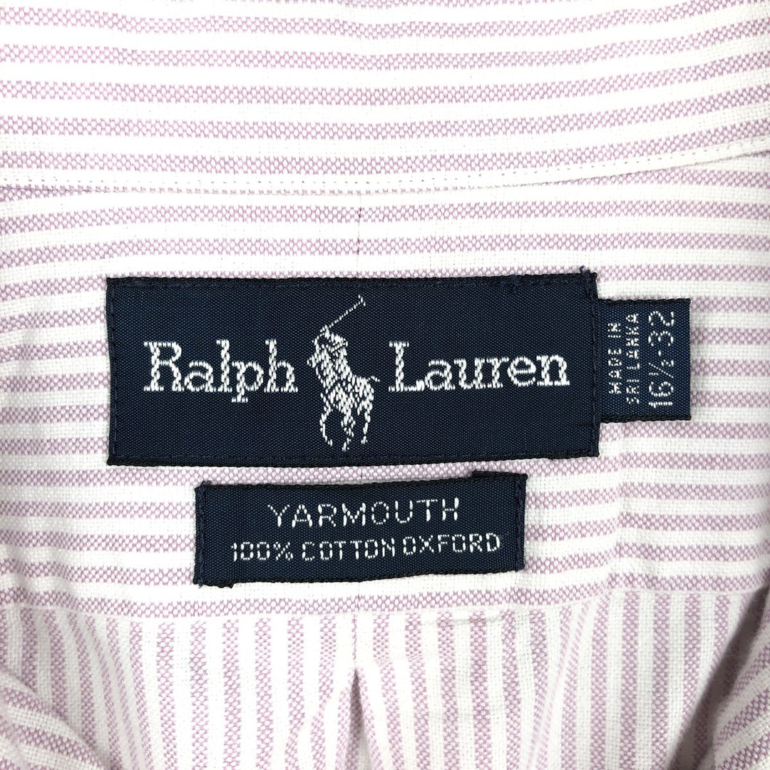 Ralph Lauren YARMOUTH Long Sleeve Button-Down Striped Shirt, Men's Size L cotton pink type Vintage Second Hand
