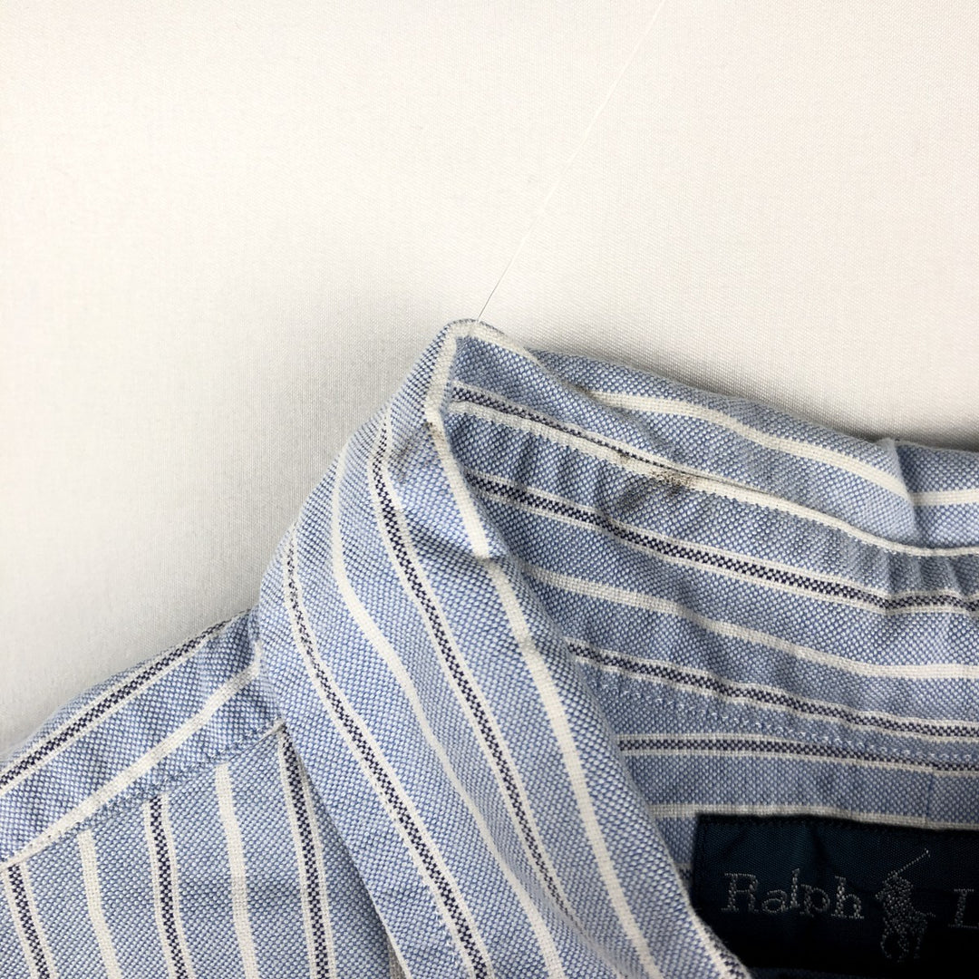Ralph Lauren Classic Fit Long Sleeve Button Down Striped Shirt Men's Size L cotton Blue type light blue Vintage Second Hand