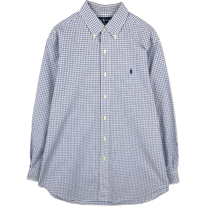 Ralph Lauren Classic Fit Long Sleeve Button Down Check Shirt, Men's Size L cotton blue type Vintage Second Hand