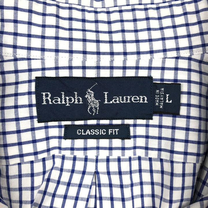 Ralph Lauren Classic Fit Long Sleeve Button Down Check Shirt, Men's Size L cotton blue type Vintage Second Hand