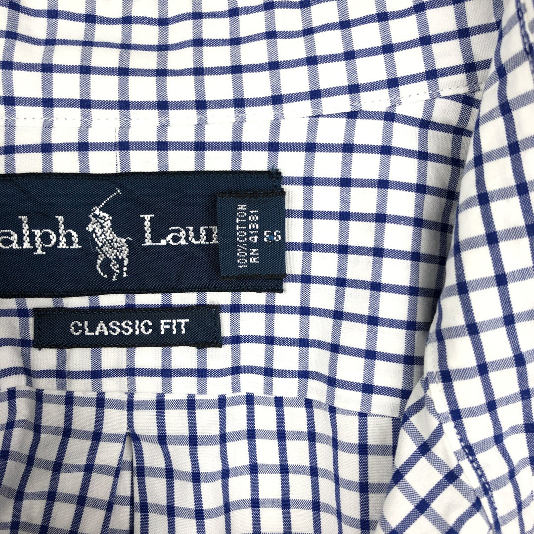 Ralph Lauren Classic Fit Long Sleeve Button Down Check Shirt, Men's Size L cotton blue type Vintage Second Hand