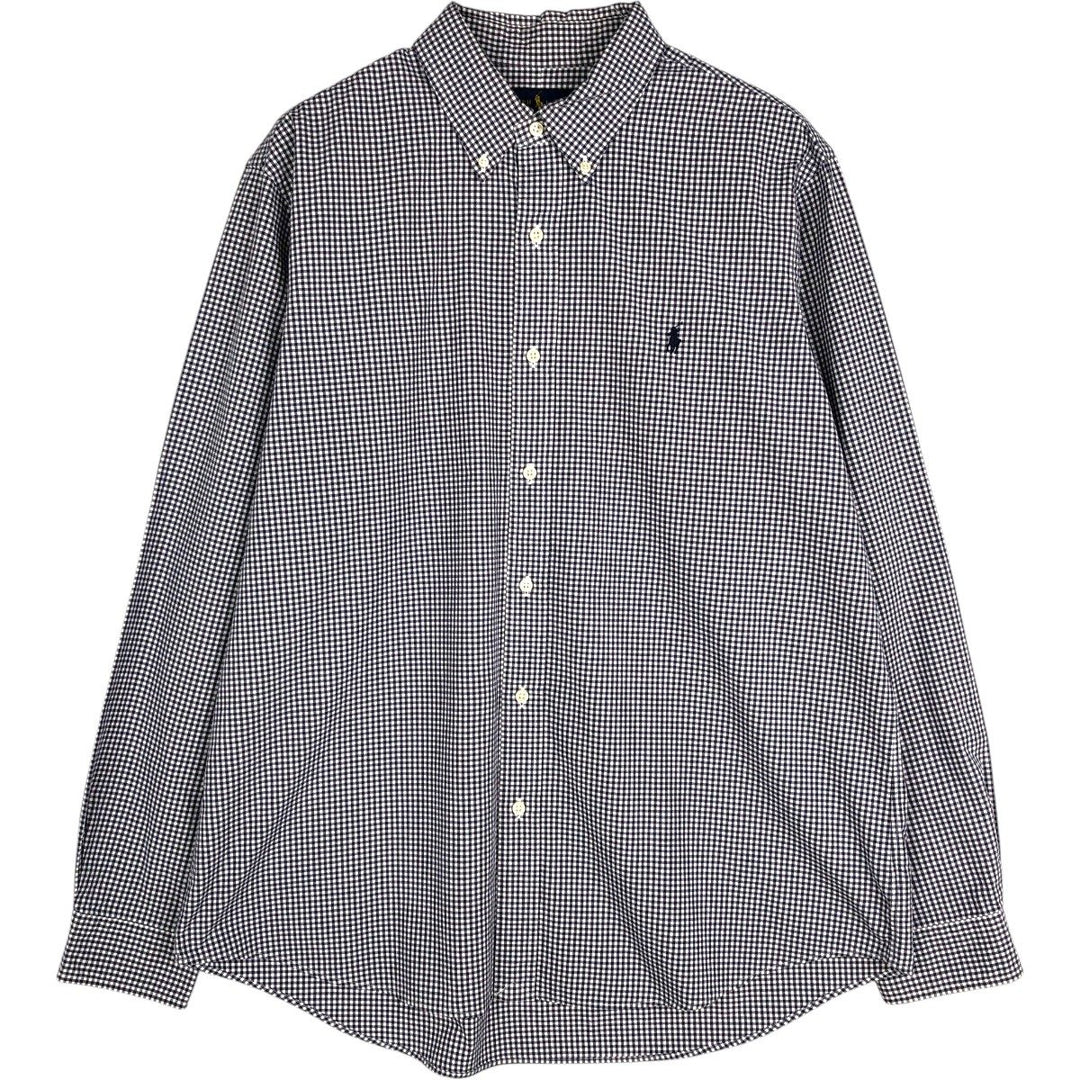 Ralph Lauren Classic Fit Long Sleeve Button Down Check Shirt Men's XL cotton navy blue type Vintage Second Hand