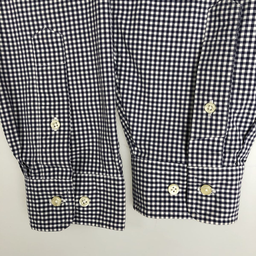 Ralph Lauren Classic Fit Long Sleeve Button Down Check Shirt Men's XL cotton navy blue type Vintage Second Hand