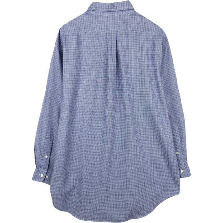 Ralph Lauren YARMOUTH Long Sleeve Button-Down Check Shirt, Men's Size L cotton blue type Vintage Second Hand
