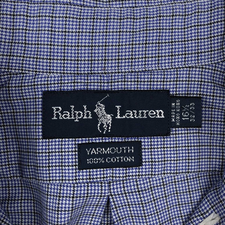 Ralph Lauren YARMOUTH Long Sleeve Button-Down Check Shirt, Men's Size L cotton blue type Vintage Second Hand