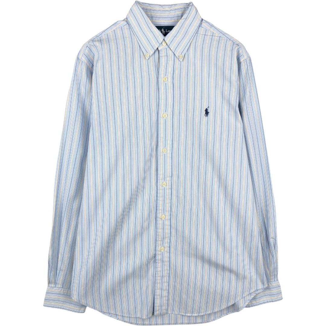 Ralph Lauren Classic Fit Long Sleeve Button Down Striped Shirt Men's M cotton Blue type light blue Vintage Second Hand