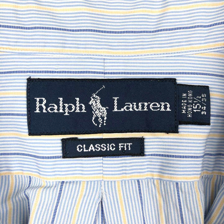 Ralph Lauren Classic Fit Long Sleeve Button Down Striped Shirt Men's M cotton Blue type light blue Vintage Second Hand
