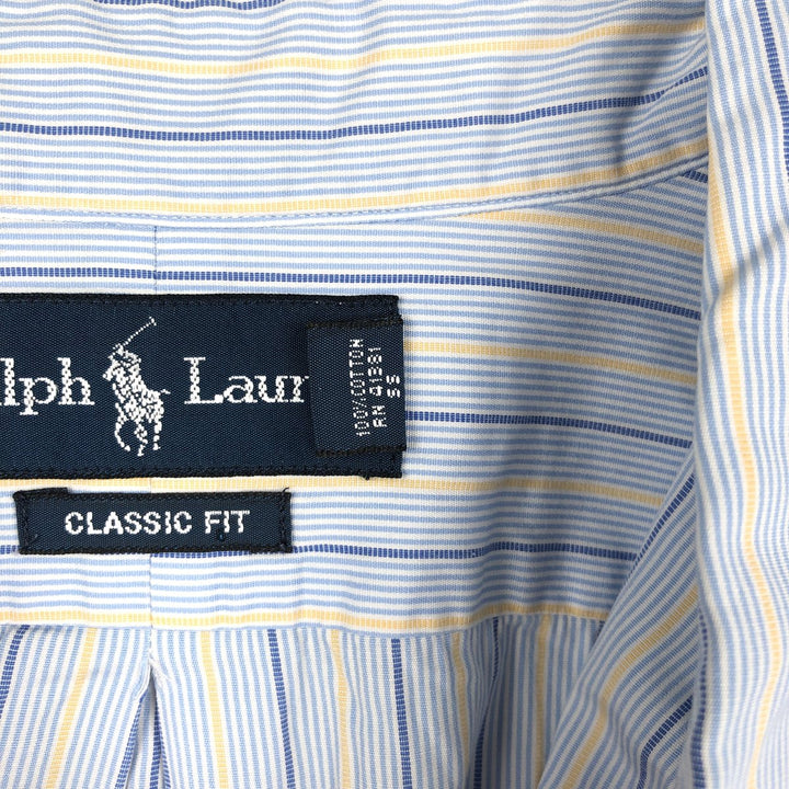 Ralph Lauren Classic Fit Long Sleeve Button Down Striped Shirt Men's M cotton Blue type light blue Vintage Second Hand