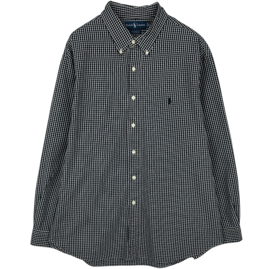 Ralph Lauren CUSTOM FIT long sleeve button down check shirt men's XXL cotton black type Vintage Second Hand