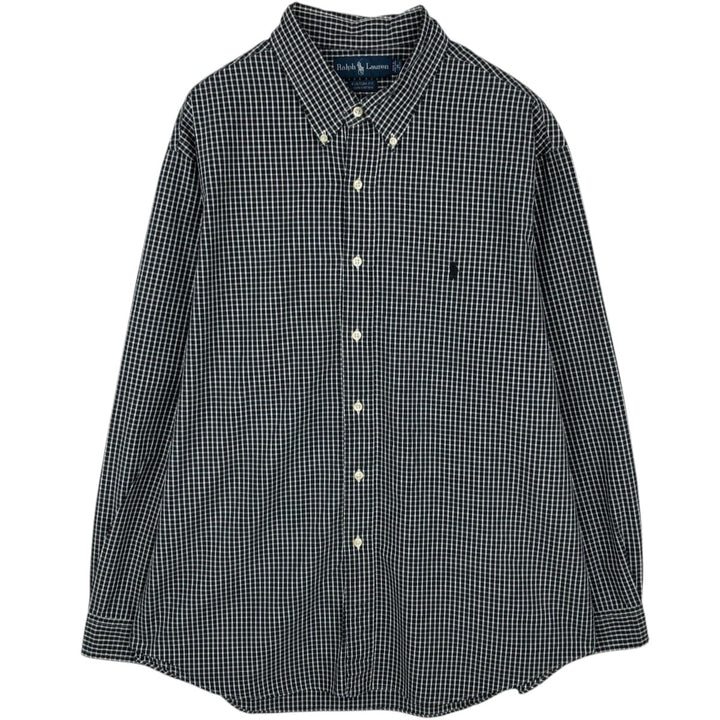 Ralph Lauren CUSTOM FIT long sleeve button down check shirt men's XXL cotton black type Vintage Second Hand