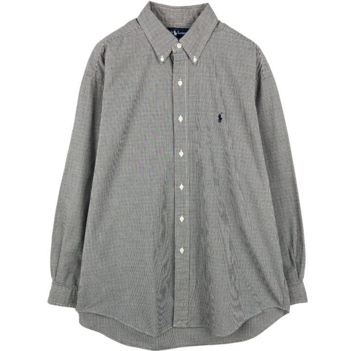Ralph Lauren BLAKE long sleeve button down check shirt, men's size L cotton ivory Vintage Second Hand