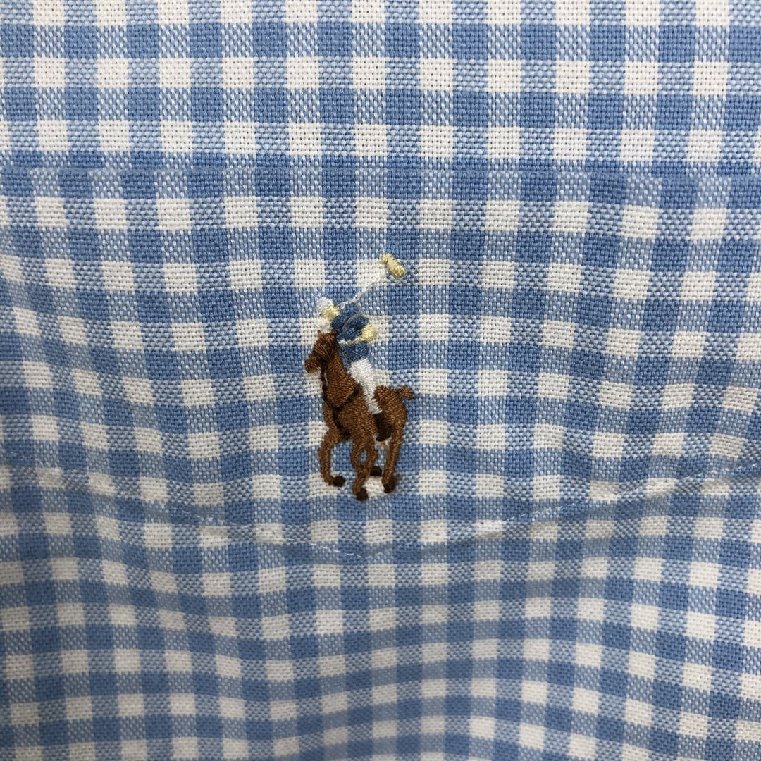 Ralph Lauren Classic Fit Gingham Check Long Sleeve Button Down Check Shirt Men's XL cotton Blue type light blue Vintage Second Hand