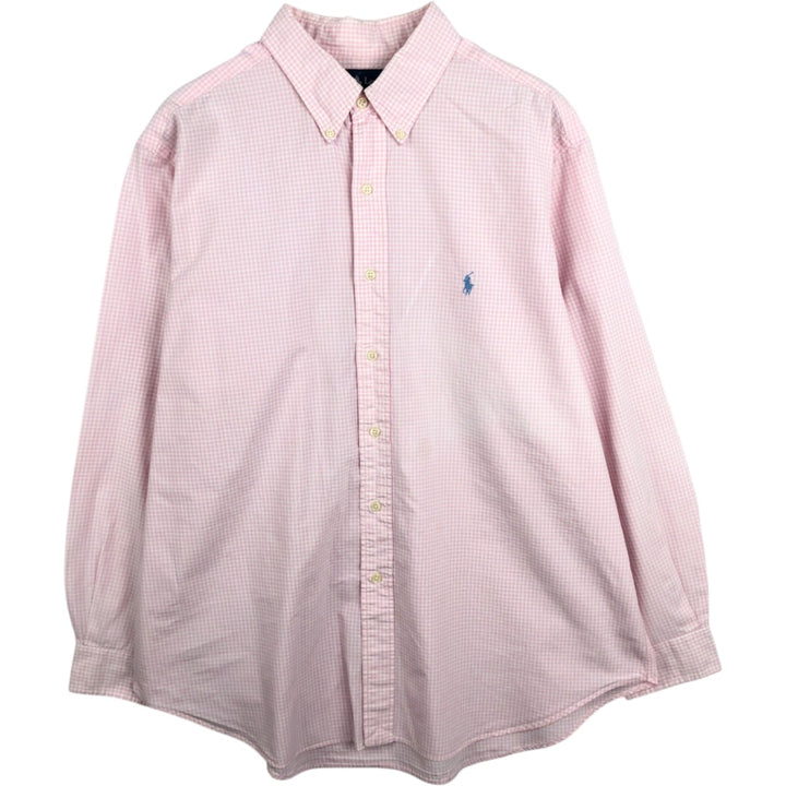 Ralph Lauren Classic Fit Gingham Check Long Sleeve Button Down Check Shirt Men's XL cotton pink type Vintage Second Hand