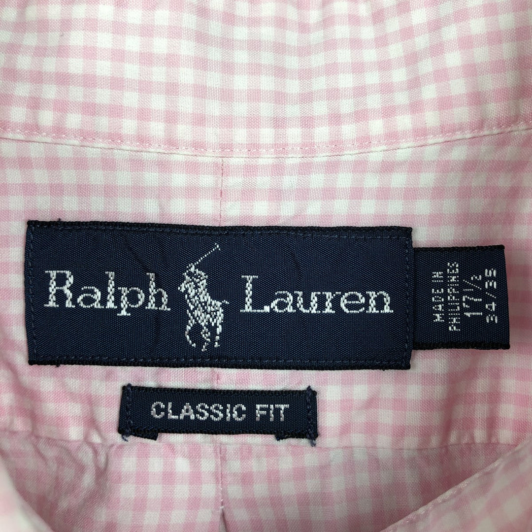 Ralph Lauren Classic Fit Gingham Check Long Sleeve Button Down Check Shirt Men's XL cotton pink type Vintage Second Hand