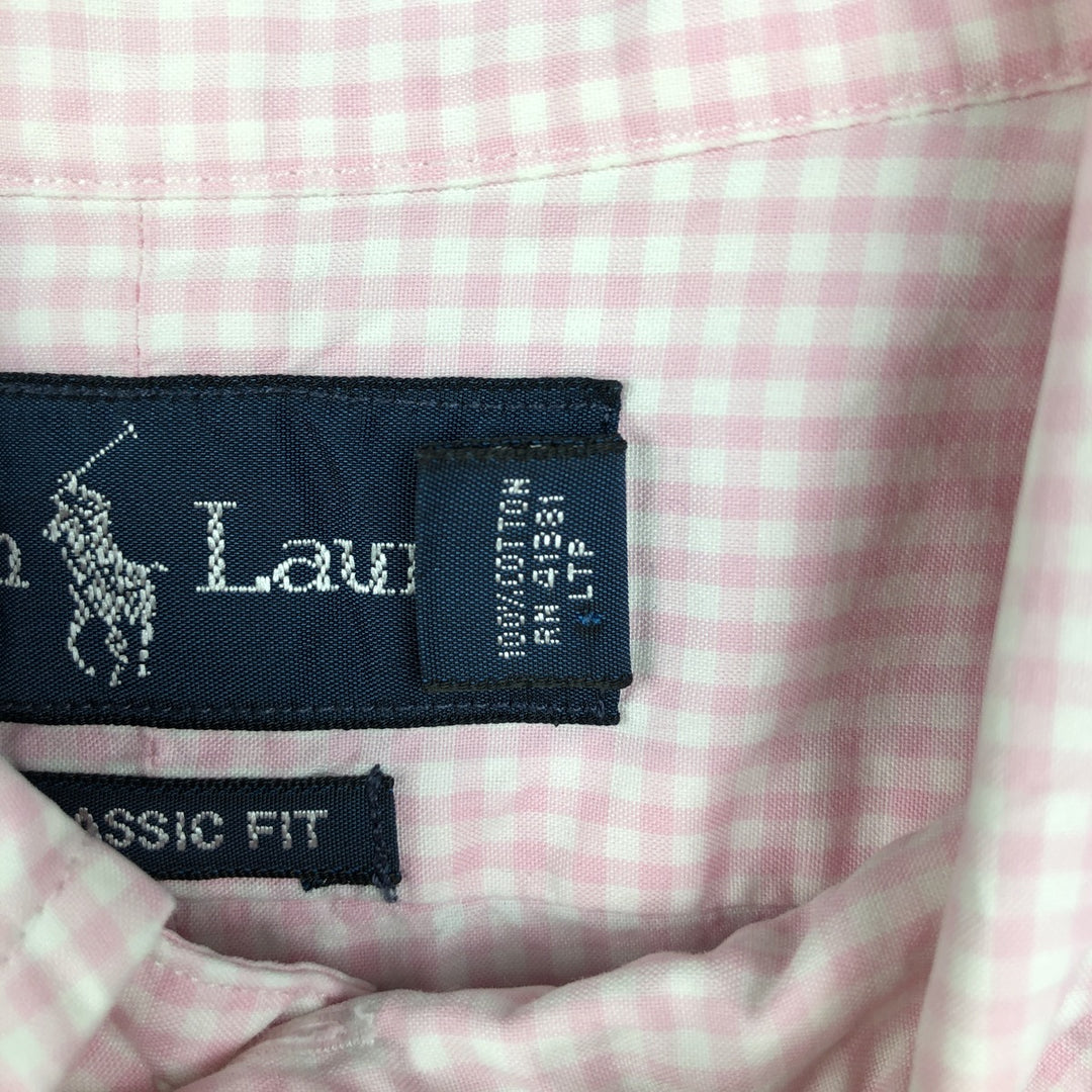 Ralph Lauren Classic Fit Gingham Check Long Sleeve Button Down Check Shirt Men's XL cotton pink type Vintage Second Hand