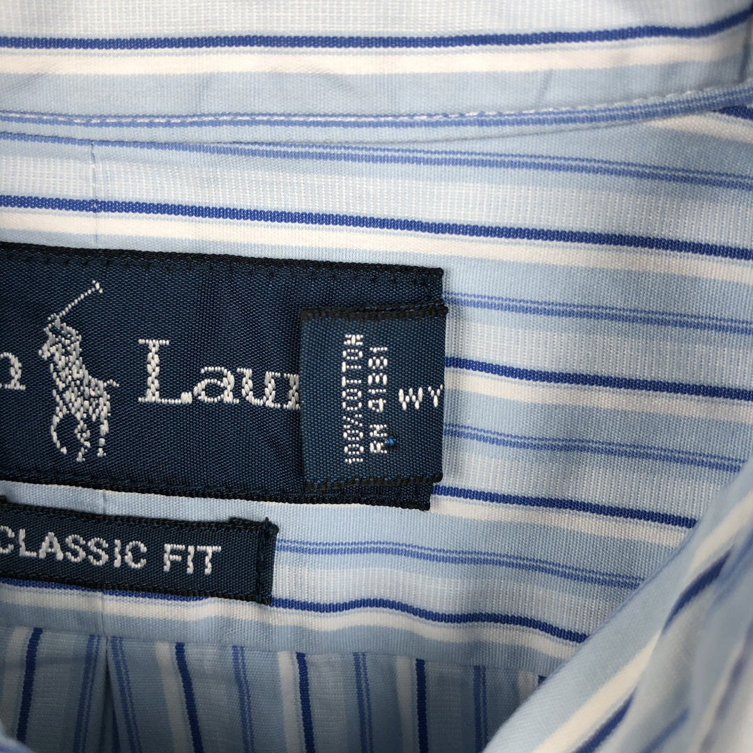 Ralph Lauren Classic Fit Multi Stripe Long Sleeve Button Down Striped Shirt Men's Size L cotton Blue type light blue Vintage Second Hand