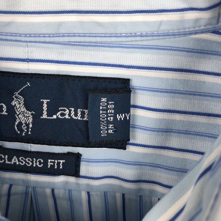 Ralph Lauren Classic Fit Multi Stripe Long Sleeve Button Down Striped Shirt Men's Size L cotton Blue type light blue Vintage Second Hand