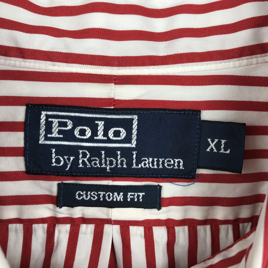 Ralph Lauren POLO by Ralph Lauren CUSTOM FIT long-sleeved button-down striped shirt, men's size XL cotton white type Vintage Second Hand