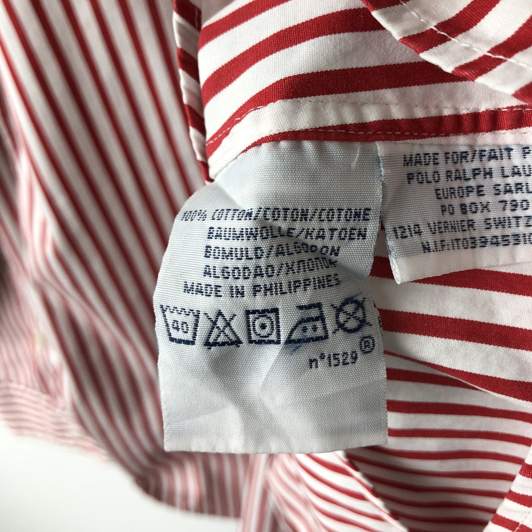 Ralph Lauren POLO by Ralph Lauren CUSTOM FIT long-sleeved button-down striped shirt, men's size XL cotton white type Vintage Second Hand