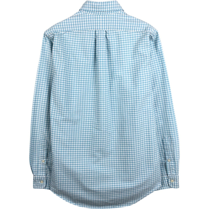 Ralph Lauren POLO by Ralph Lauren CUSTOM FIT Gingham Check Long Sleeve Button-Down Check Shirt, Men's Size S (approx.) cotton Blue type light blue Vintage Second Hand