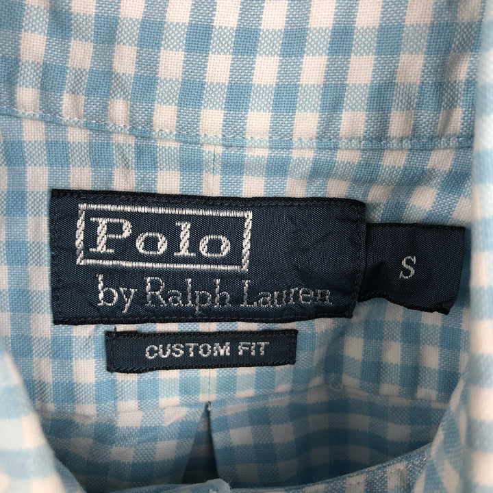 Ralph Lauren POLO by Ralph Lauren CUSTOM FIT Gingham Check Long Sleeve Button-Down Check Shirt, Men's Size S (approx.) cotton Blue type light blue Vintage Second Hand