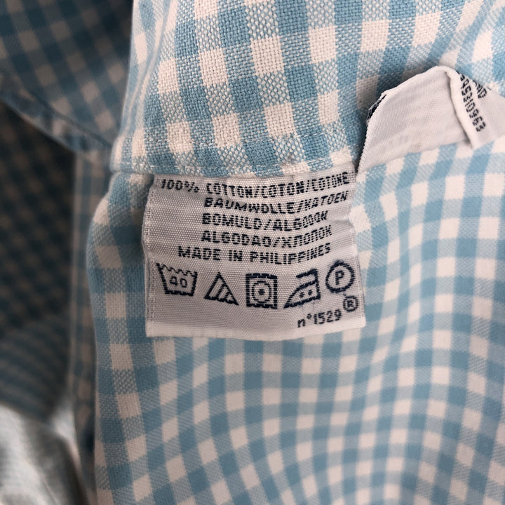 Ralph Lauren POLO by Ralph Lauren CUSTOM FIT Gingham Check Long Sleeve Button-Down Check Shirt, Men's Size S (approx.) cotton Blue type light blue Vintage Second Hand