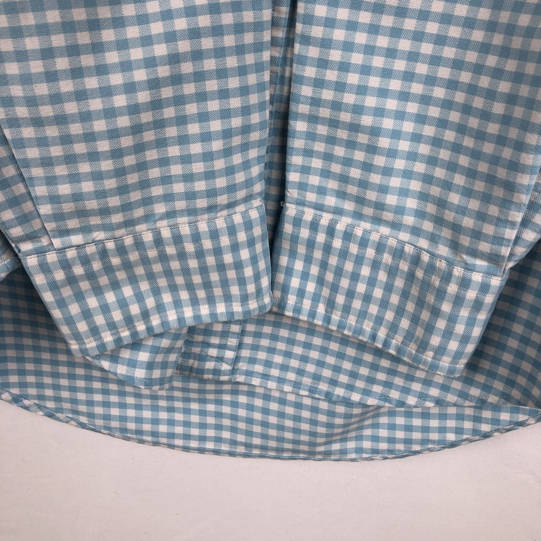 Ralph Lauren POLO by Ralph Lauren CUSTOM FIT Gingham Check Long Sleeve Button-Down Check Shirt, Men's Size S (approx.) cotton Blue type light blue Vintage Second Hand
