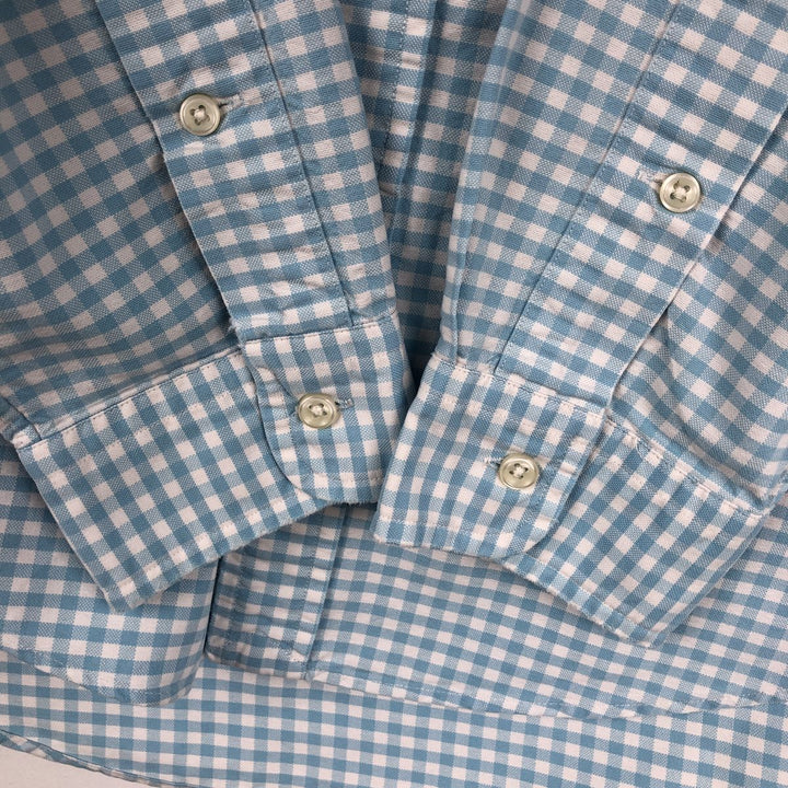 Ralph Lauren POLO by Ralph Lauren CUSTOM FIT Gingham Check Long Sleeve Button-Down Check Shirt, Men's Size S (approx.) cotton Blue type light blue Vintage Second Hand