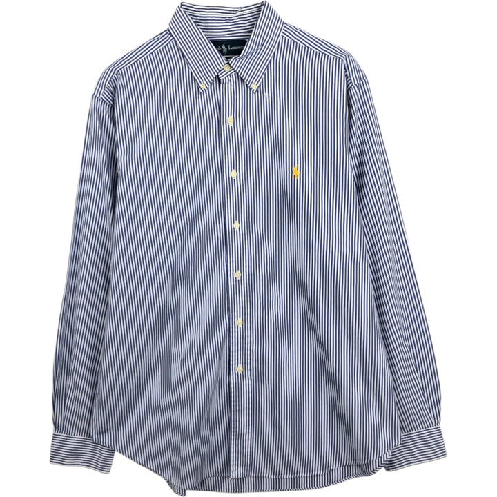 Ralph Lauren Classic Fit Long Sleeve Button Down Striped Shirt, Men's Size L cotton blue type Vintage Second Hand