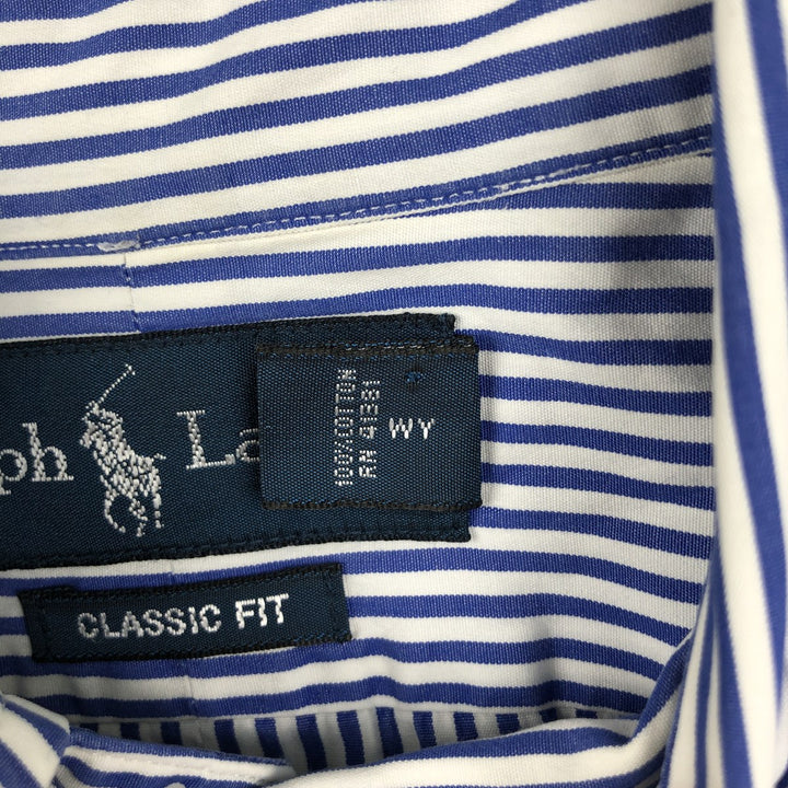 Ralph Lauren Classic Fit Long Sleeve Button Down Striped Shirt, Men's Size L cotton blue type Vintage Second Hand