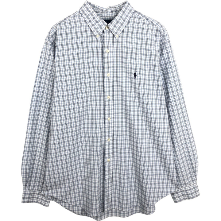 Ralph Lauren Classic Fit Long Sleeve Button Down Check Shirt Men's XL cotton white type Vintage Second Hand