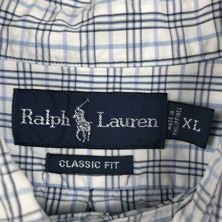 Ralph Lauren Classic Fit Long Sleeve Button Down Check Shirt Men's XL cotton white type Vintage Second Hand