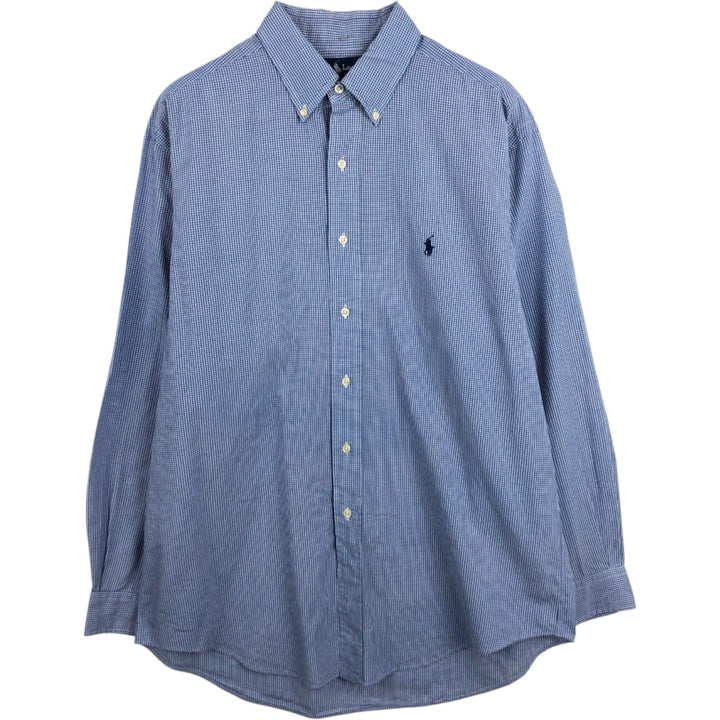 Ralph Lauren YARMOUTH Long Sleeve Button-Down Check Shirt, Men's Size L cotton blue type Vintage Second Hand