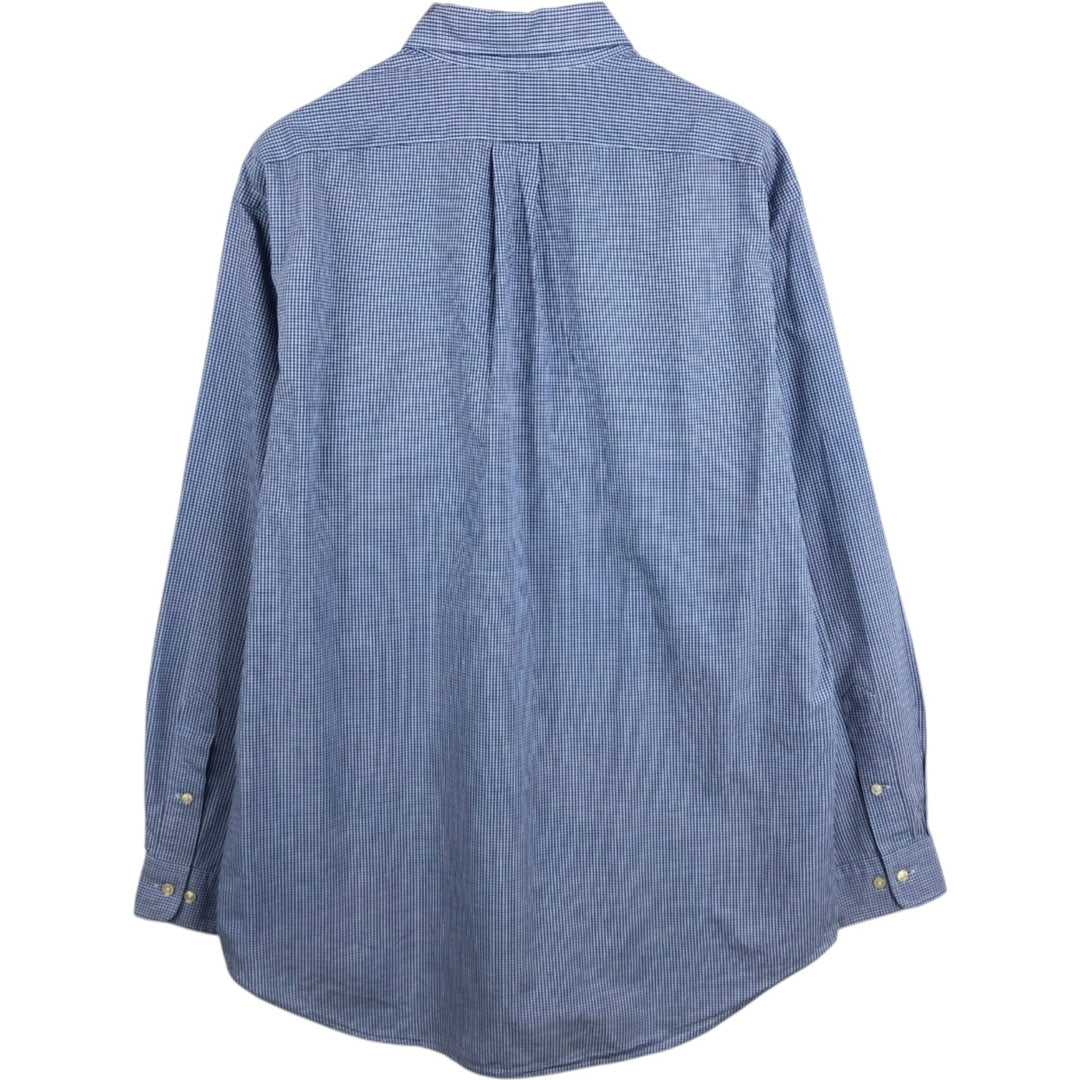 Ralph Lauren YARMOUTH Long Sleeve Button-Down Check Shirt, Men's Size L cotton blue type Vintage Second Hand