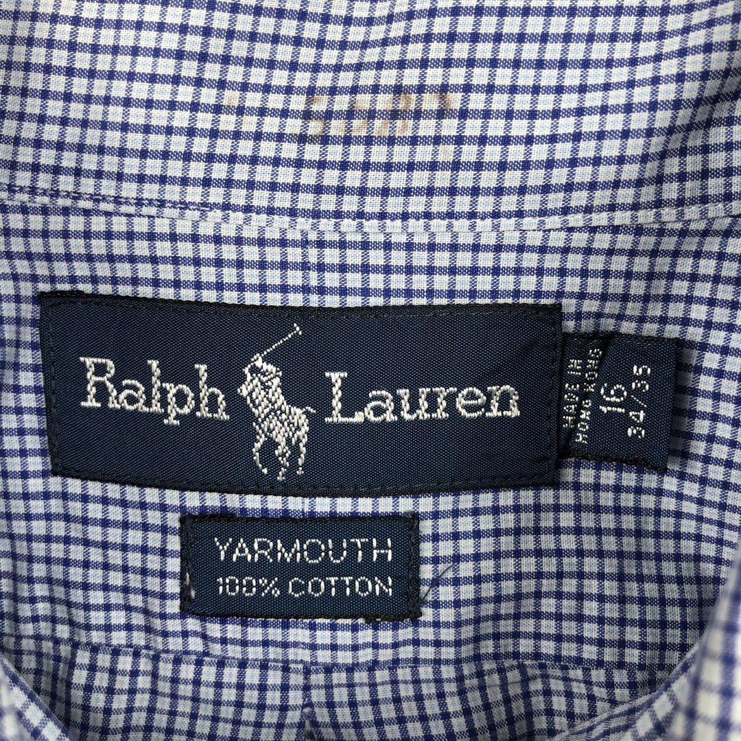 Ralph Lauren YARMOUTH Long Sleeve Button-Down Check Shirt, Men's Size L cotton blue type Vintage Second Hand