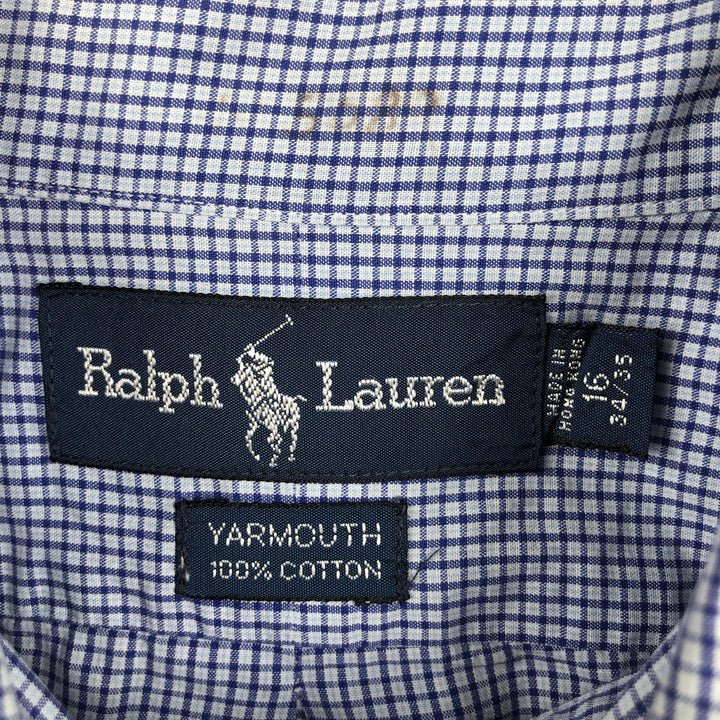 Ralph Lauren YARMOUTH Long Sleeve Button-Down Check Shirt, Men's Size L cotton blue type Vintage Second Hand