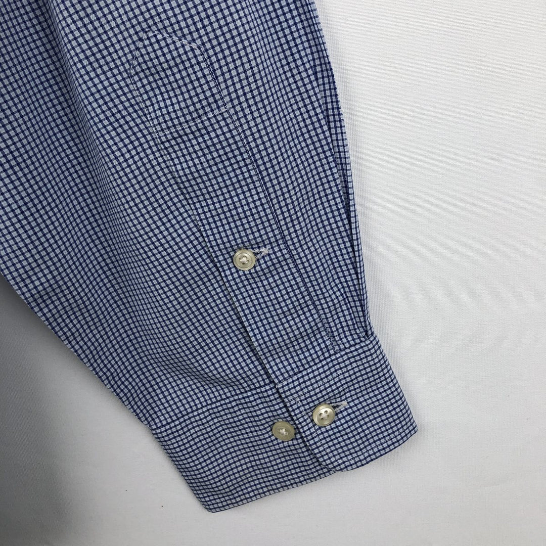 Ralph Lauren YARMOUTH Long Sleeve Button-Down Check Shirt, Men's Size L cotton blue type Vintage Second Hand
