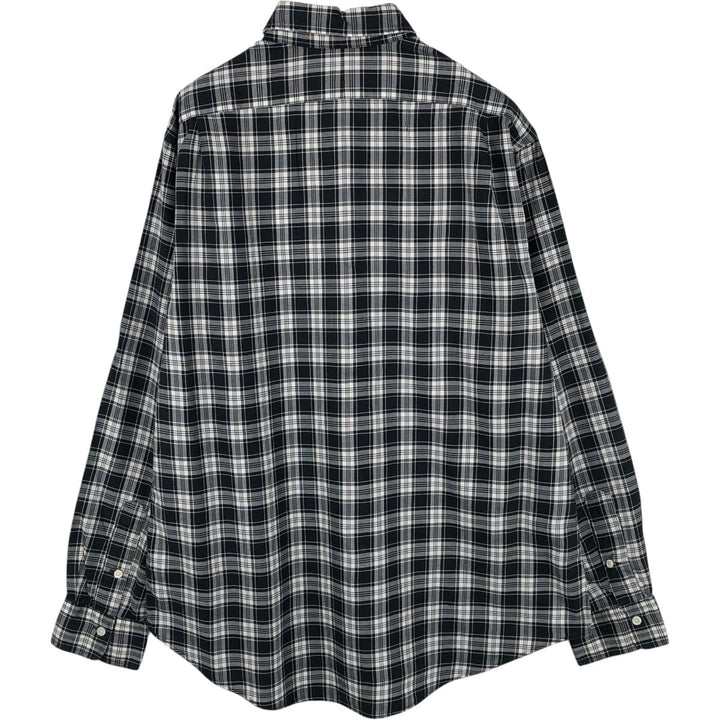 Ralph Lauren POLO RALPH LAUREN wide collar long sleeve cotton check shirt, men's size L cotton black type Vintage Second Hand