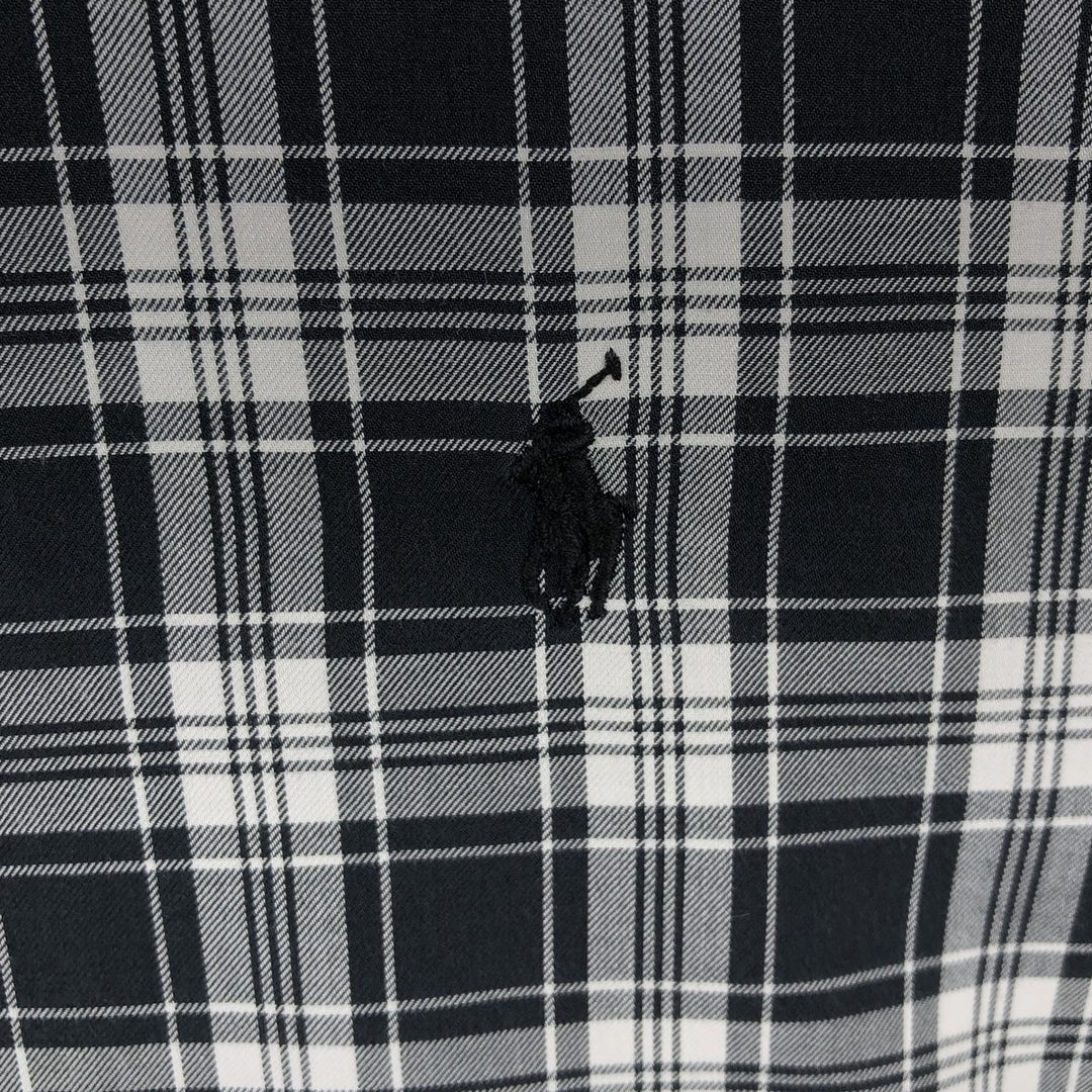 Ralph Lauren POLO RALPH LAUREN wide collar long sleeve cotton check shirt, men's size L cotton black type Vintage Second Hand