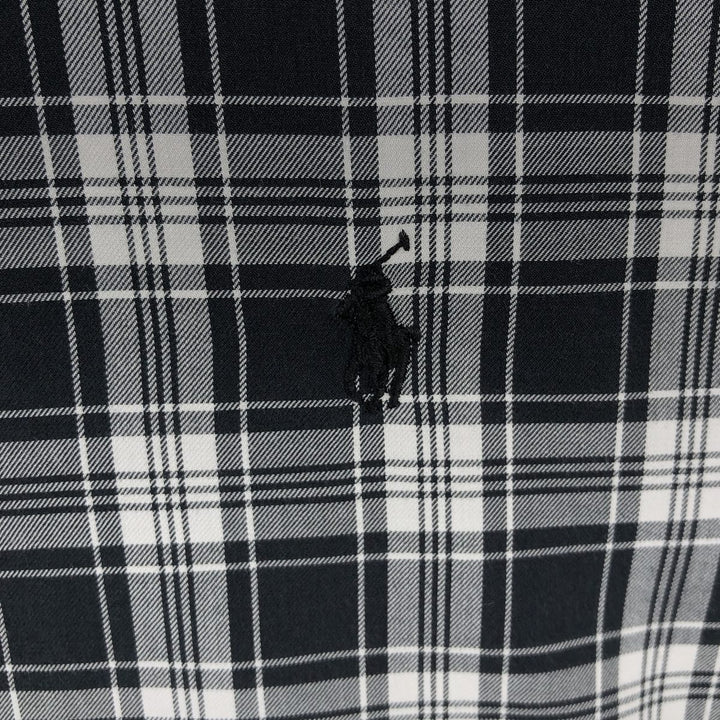 Ralph Lauren POLO RALPH LAUREN wide collar long sleeve cotton check shirt, men's size L cotton black type Vintage Second Hand