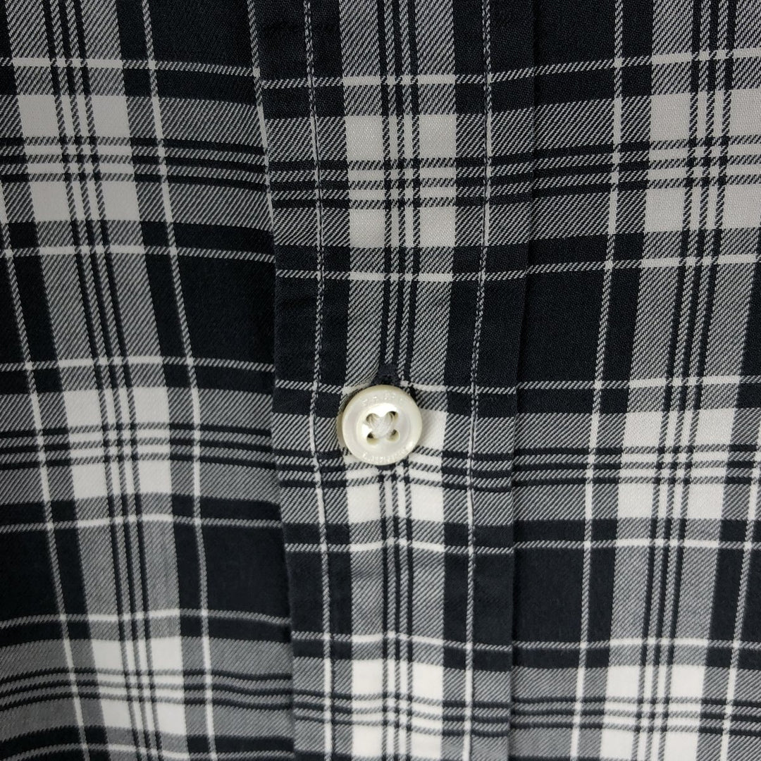 Ralph Lauren POLO RALPH LAUREN wide collar long sleeve cotton check shirt, men's size L cotton black type Vintage Second Hand
