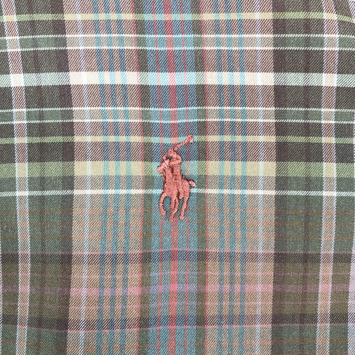 Ralph Lauren Classic Fit Long Sleeve Button Down Check Shirt, Men's Size L cotton beige type brown Vintage Second Hand