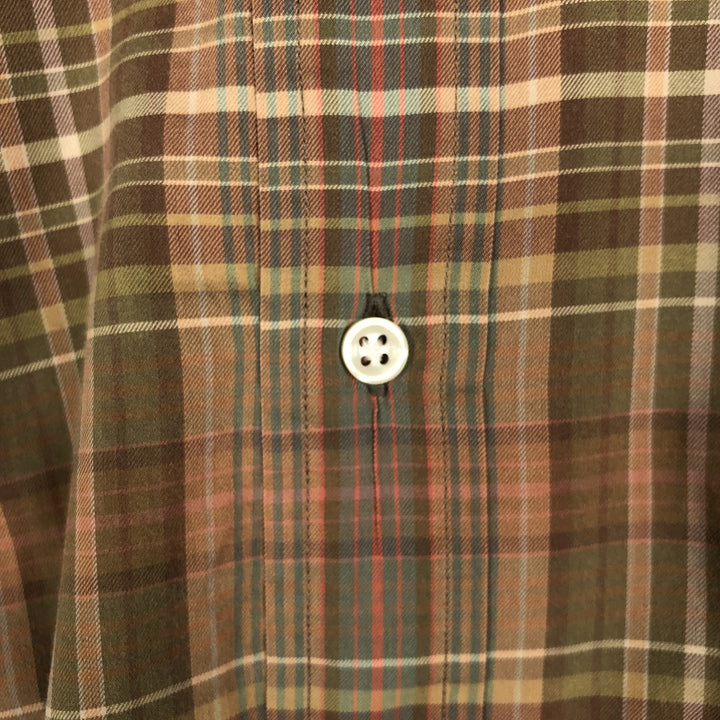 Ralph Lauren Classic Fit Long Sleeve Button Down Check Shirt, Men's Size L cotton beige type brown Vintage Second Hand