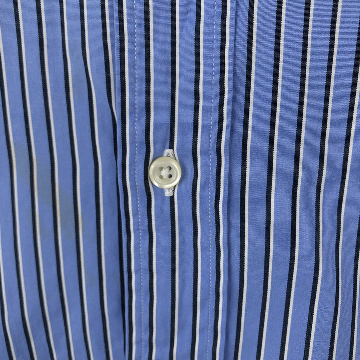 Ralph Lauren Classic Fit short sleeve button down striped shirt, men's XL size cotton Blue type light blue Vintage Second Hand