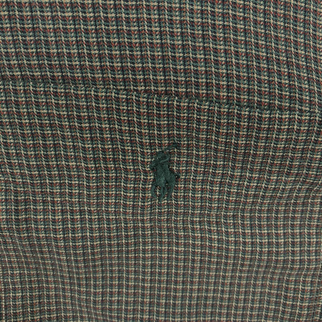 Ralph Lauren BLAIRE long sleeve button down check shirt, men's size L cotton walnut Vintage Second Hand