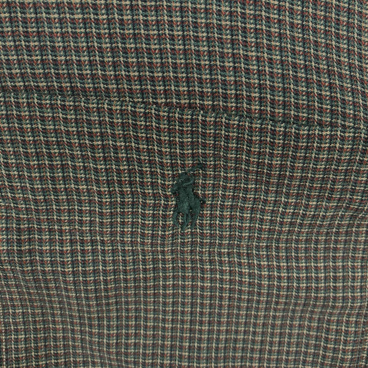 Ralph Lauren BLAIRE long sleeve button down check shirt, men's size L cotton walnut Vintage Second Hand