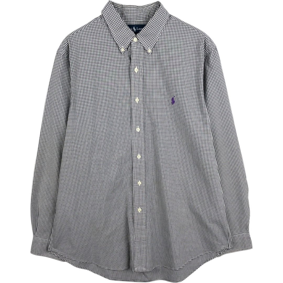 Ralph Lauren CUSTOM FIT long sleeve button down check shirt men's XL size cotton white type Vintage Second Hand