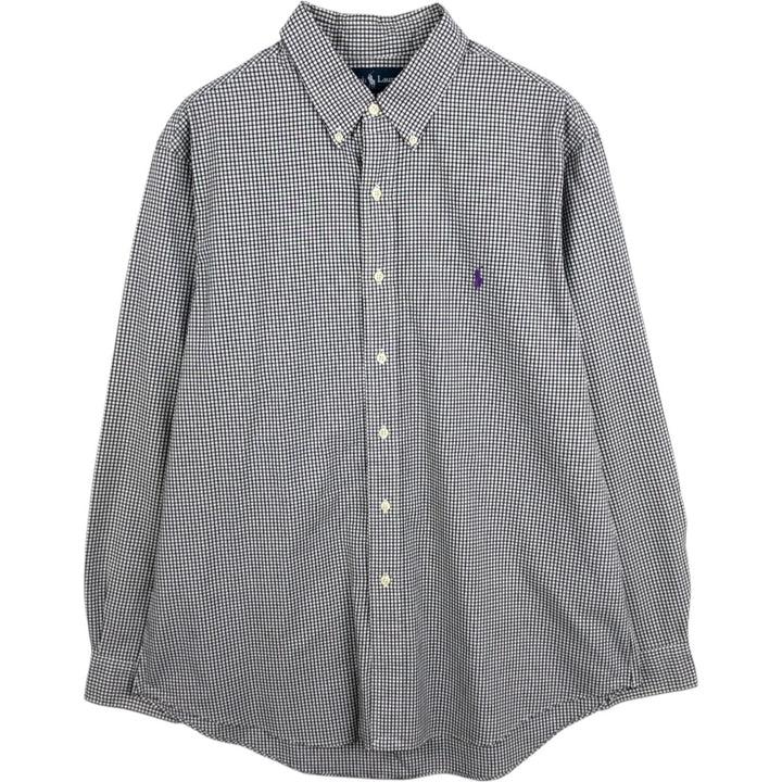 Ralph Lauren CUSTOM FIT long sleeve button down check shirt men's XL size cotton white type Vintage Second Hand