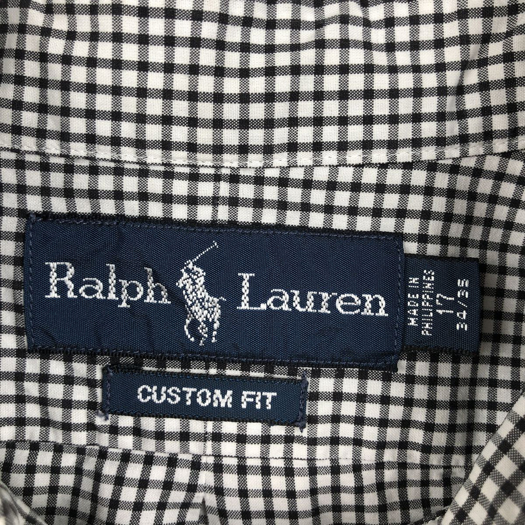 Ralph Lauren CUSTOM FIT long sleeve button down check shirt men's XL size cotton white type Vintage Second Hand