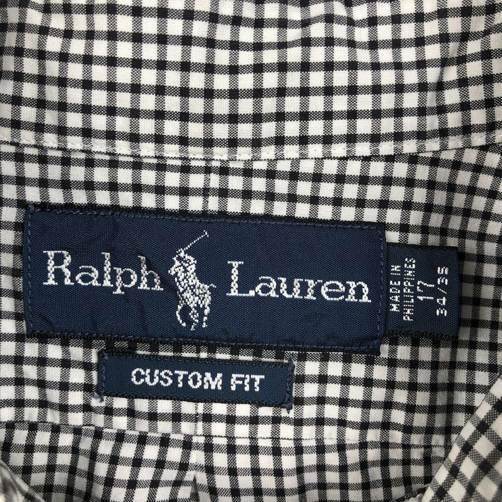 Ralph Lauren CUSTOM FIT long sleeve button down check shirt men's XL size cotton white type Vintage Second Hand